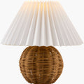 Bromley Wicker Mini Lamp Pleated Shade illuminated