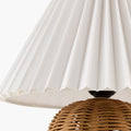 Bromley Wicker Mini Lamp pleated shade closeup