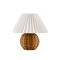 Bromley Wicker Mini Lamp with pleated linen shade
