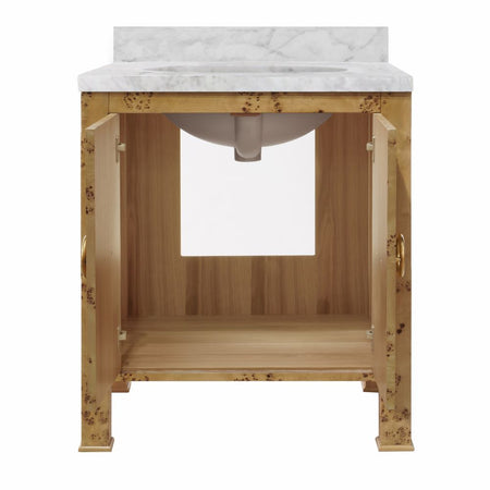 Brooklyn Burl Vanity with open doors