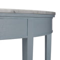 Brussels Pale Blue Demilune Console Table apron closeup