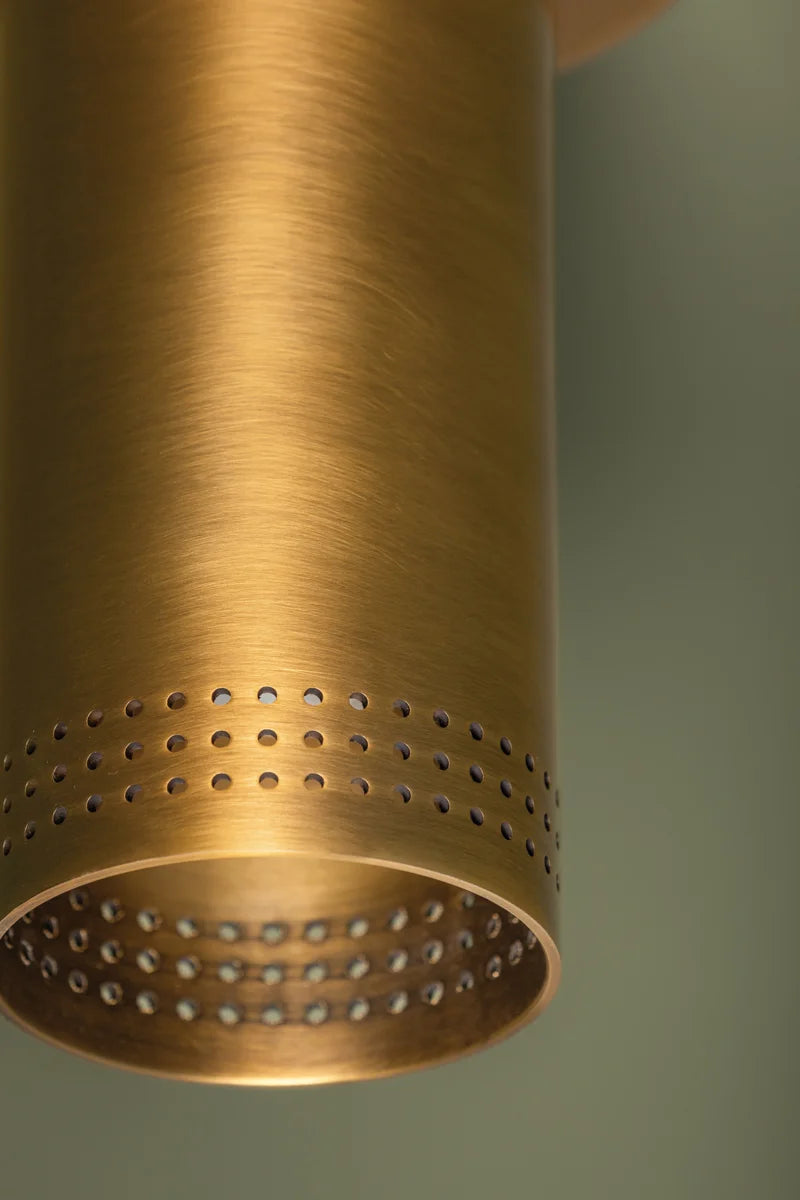 Buckley Cylinder Flush Mount - Patina Brass closeup