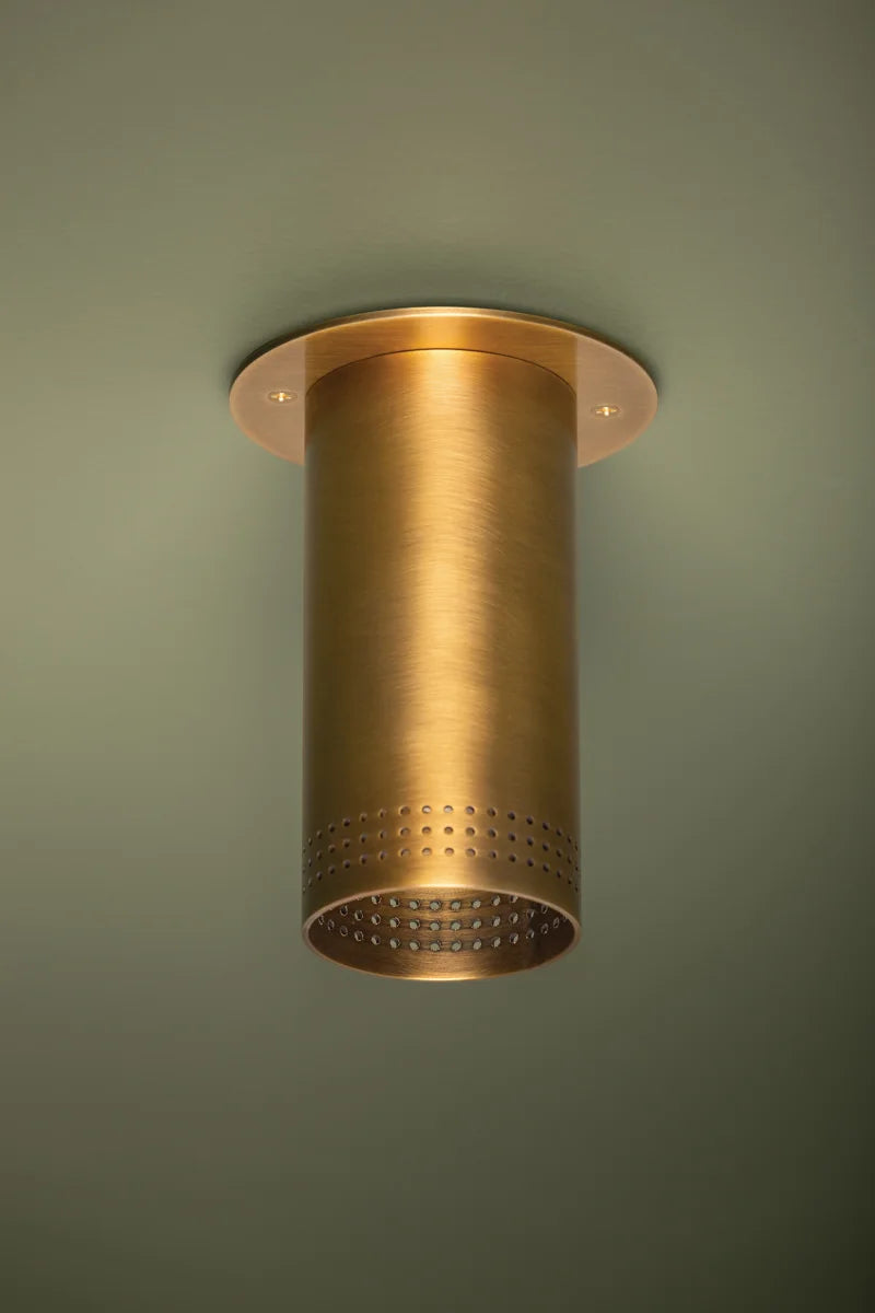 Buckley Cylinder Flush Mount - Patina Brass with perforations