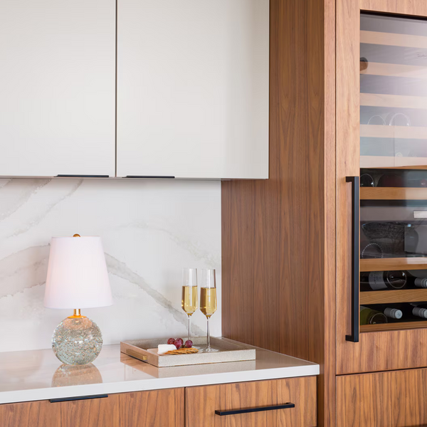 Bulle Crystal Mini Lamp with tapered white shade in kitchen