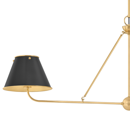 Burghley Distressed Bronze Linear Chandelier - metal shade