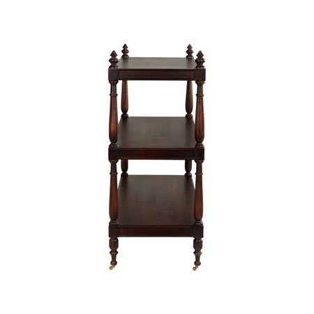 Drayton Large Butlers Trolley - dark wood finish bar cart side view
