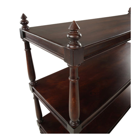 Drayton Large Butlers Trolley - dark wood finish bar cart corner detail