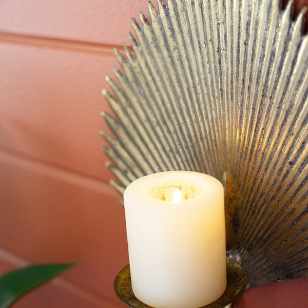 Gold Palm Frond Candle Sconce 