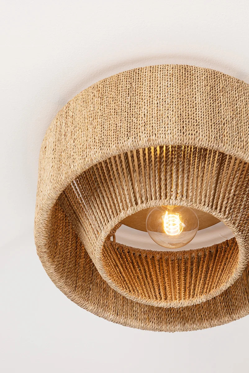 Cabo Woven Rattan Rope  Flush Mount light fixture