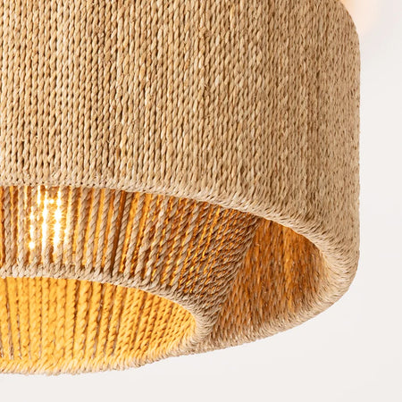 Cabo Woven Rattan Rope  Flush Mount light fixture closeup