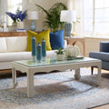 Geneva Coffee Table with glass top styled in living room