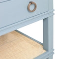 Cogswell Light Blue Matte Lacquer Vanity - Woven Cane Shelf
