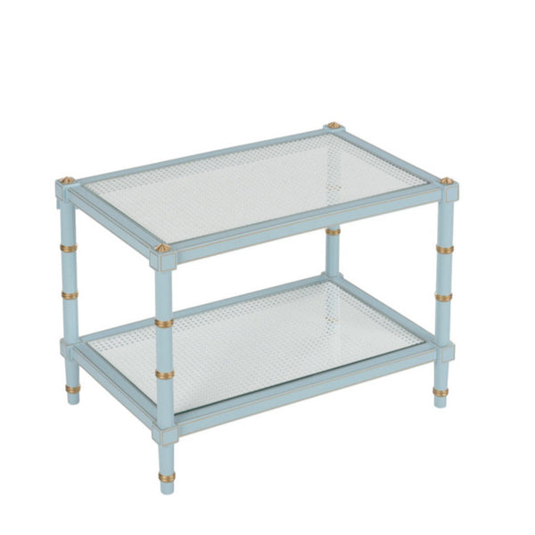 LIght Blue Cabana Cane Cocktail Table