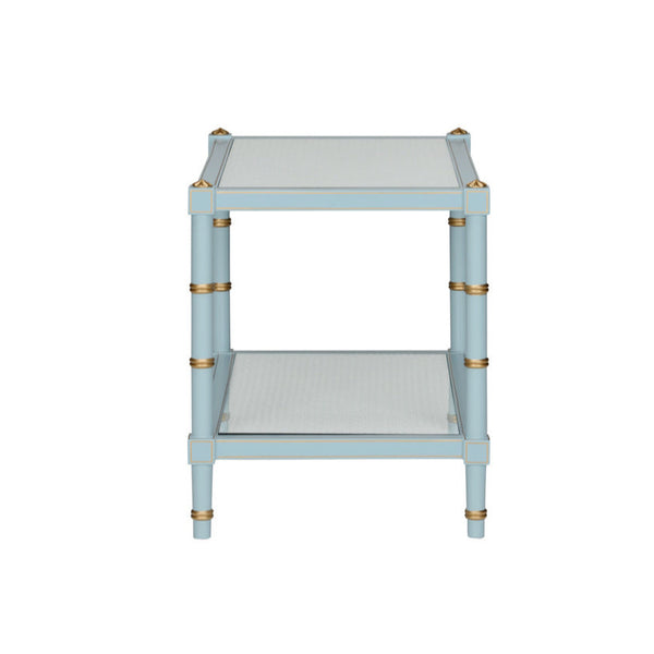 Light Blue Cabana Cane Cocktail Table Side View