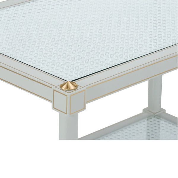 Light Grey Cabana Cane Cocktail Table Closeup