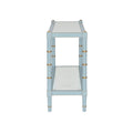 Light Blue Cabana Cane Console Table End View