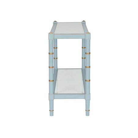 Light Blue Cabana Cane Console Table End View