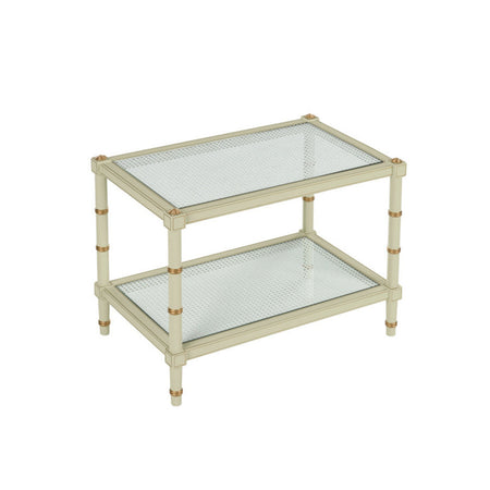 Cabana Celery Woven Cane Cocktail Table with glass top