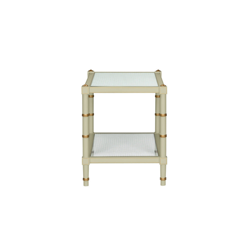 Cabana Celery Green Side Table - side view - gold details