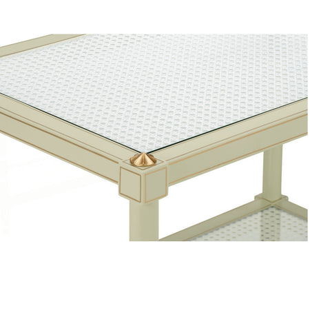 Cabana Celery Green Side Table - side view - gold details - corner closeup