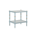 Cabana Light Blue Cane Side Table with Gold Accents