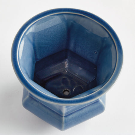 Calixte Blue Planter with drainage hole in bottom