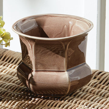 brown ceramic flower pots Calixte Brown Planter - Ceramic Orchid Pot