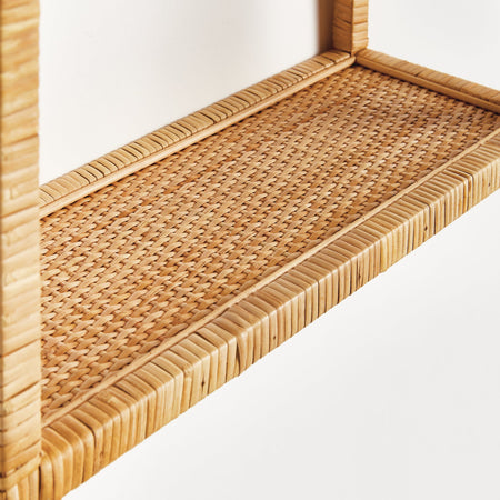 Cambria Rattan Wall Curio Shelf texture closeup