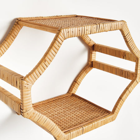 Cambria Rattan Wall Shelves closeup - Set of Three