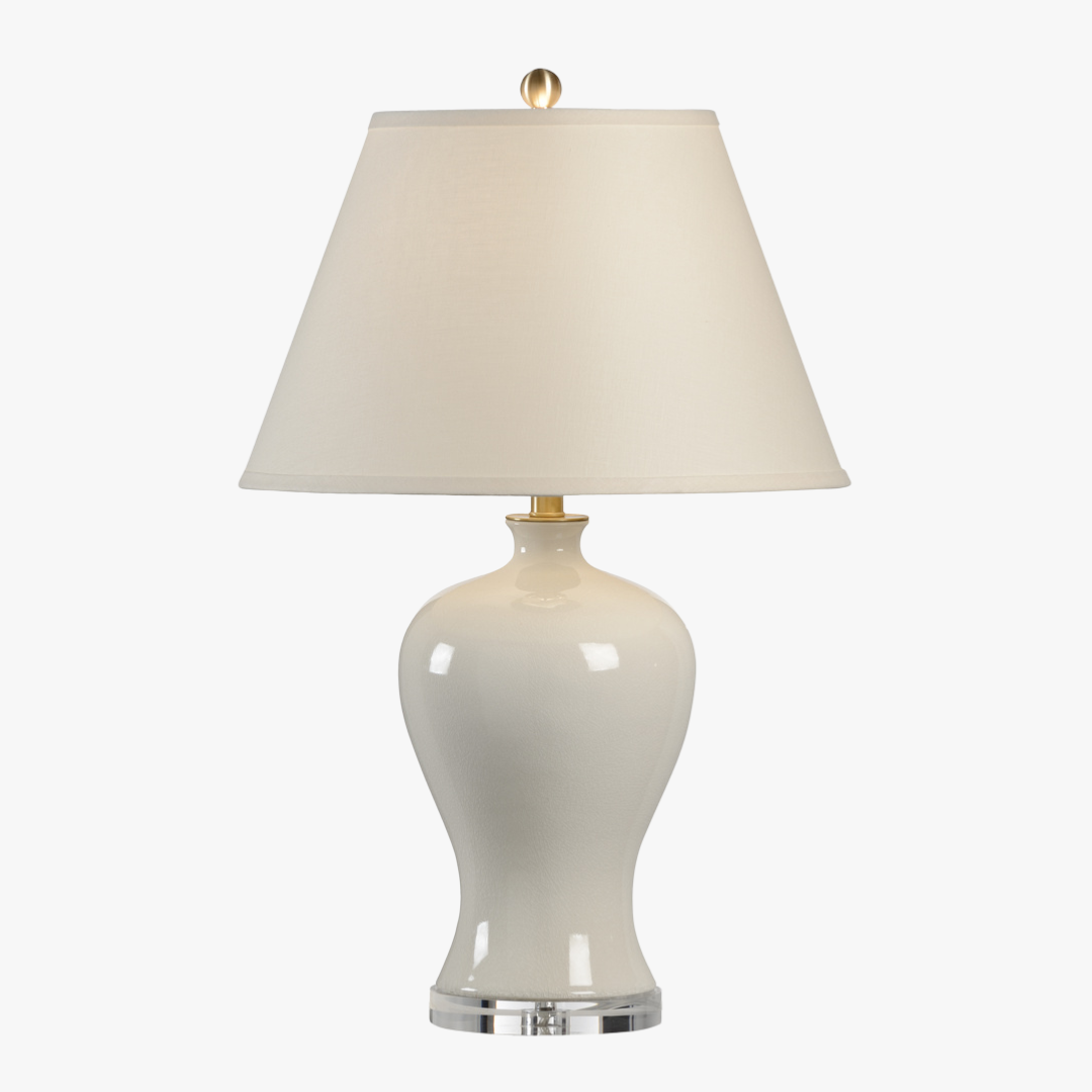 Camilla Ivory Table Urn Lamp - Tapered Linen Shade - Dear Keaton