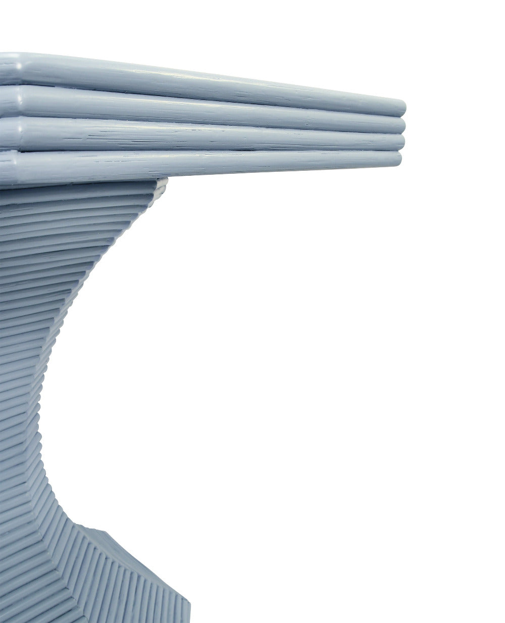 Cape Light Blue Accent Table - reeded rattan base closeup