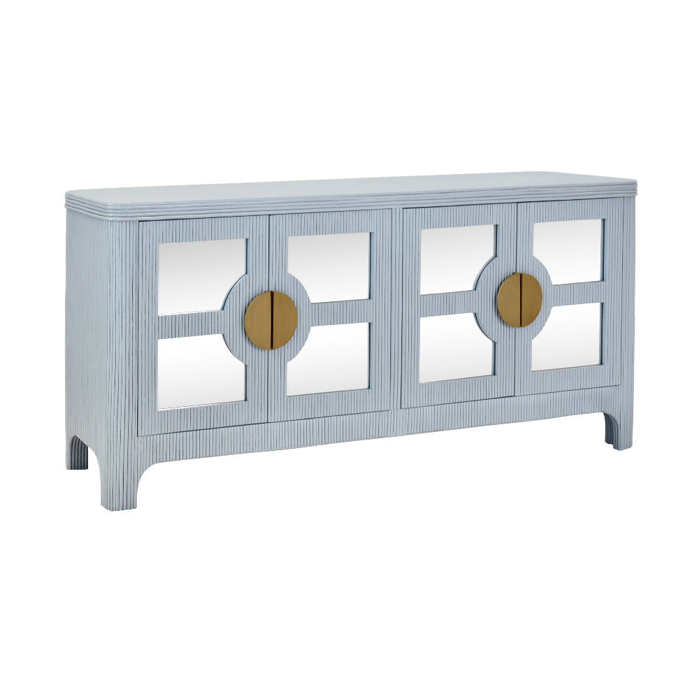 Cape Light Blue Reeded Rattan Buffet