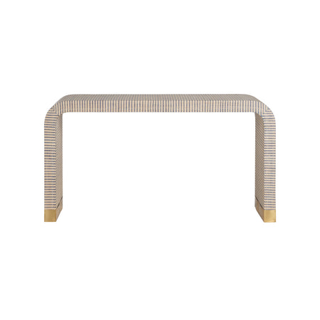 Captiva Navy Stripe Grasscloth  Waterfall Console
