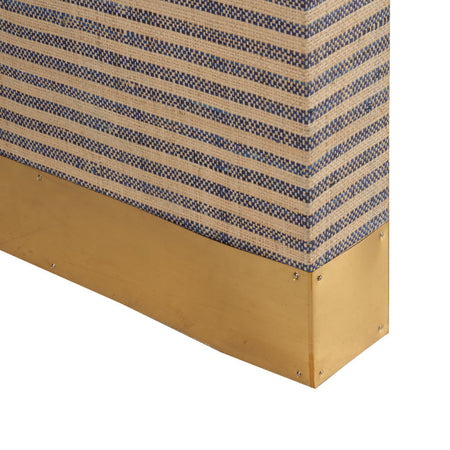 Captiva Navy Stripe Grasscloth  Waterfall Console brass leg detail