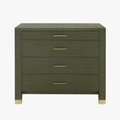 Cardiff Deep Olive Green Grasscloth Chest