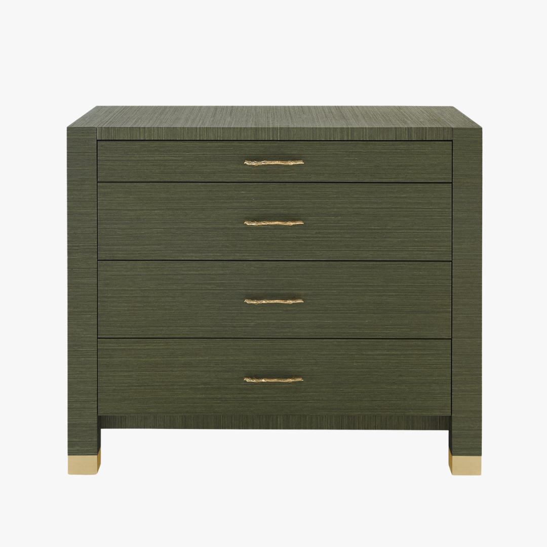 Cardiff Deep Olive Green Grasscloth Chest
