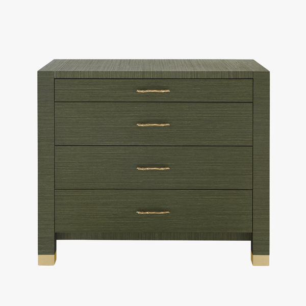 Cardiff Deep Olive Green Grasscloth Chest
