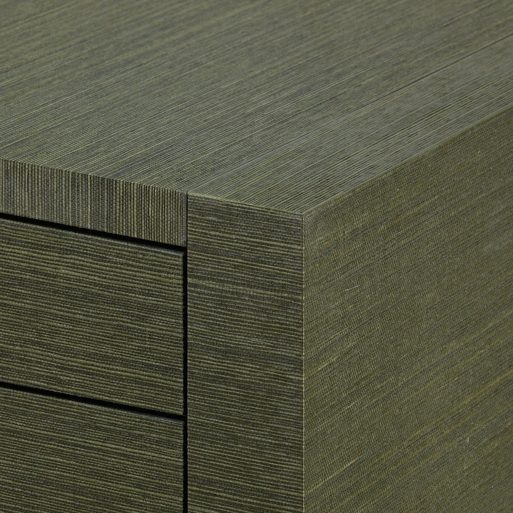 Cardiff Deep Olive Grasscloth Chest corner closeup