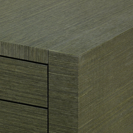 Cardiff Deep Olive Grasscloth Chest corner closeup