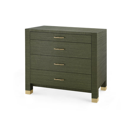 Cardiff Deep Olive Grasscloth Chest with four drawers