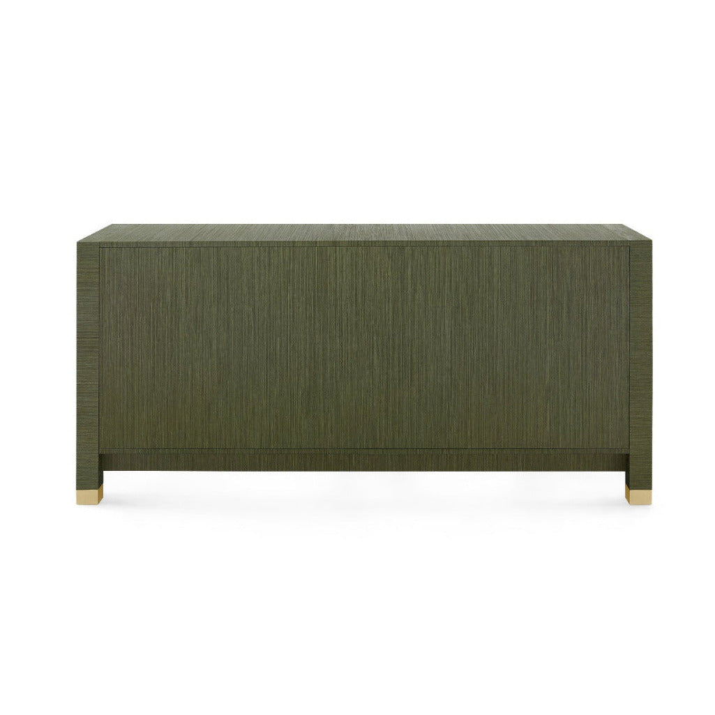 Cardiff Deep Olive Green Grasscloth Double Dresser finished back