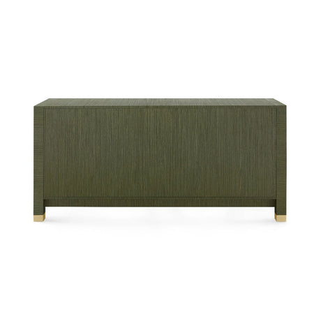 Cardiff Deep Olive Green Grasscloth Double Dresser finished back