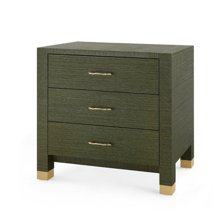 Cardiff Deep Olive Nightstand with three drawers