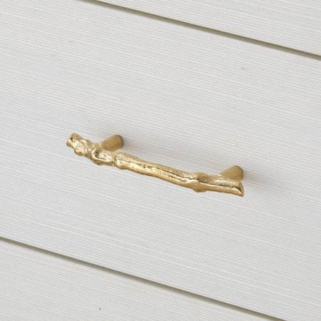 Cardiff Sand White Grasscloth Chest gold hardware closeup