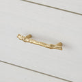 Cardiff White Sand Grasscloth Nightstand - brass twig hardware closeup