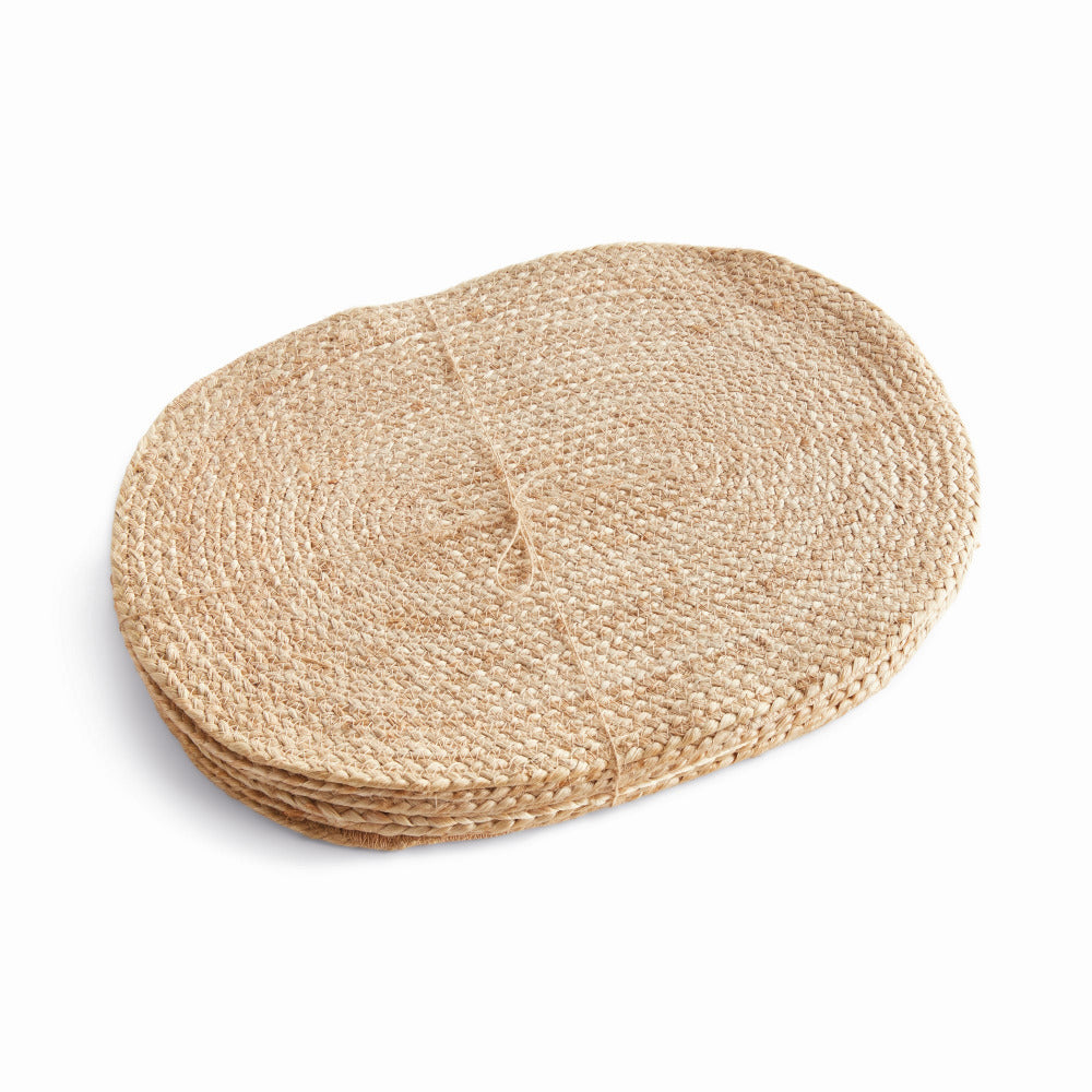 Caribe Jute Coil Natural Border Oval Placemats 