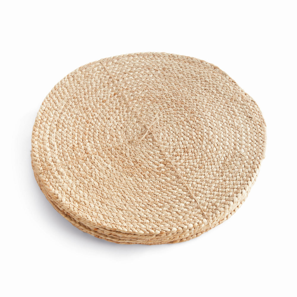 Caribe Jute Coil Natural Border Round Placemats