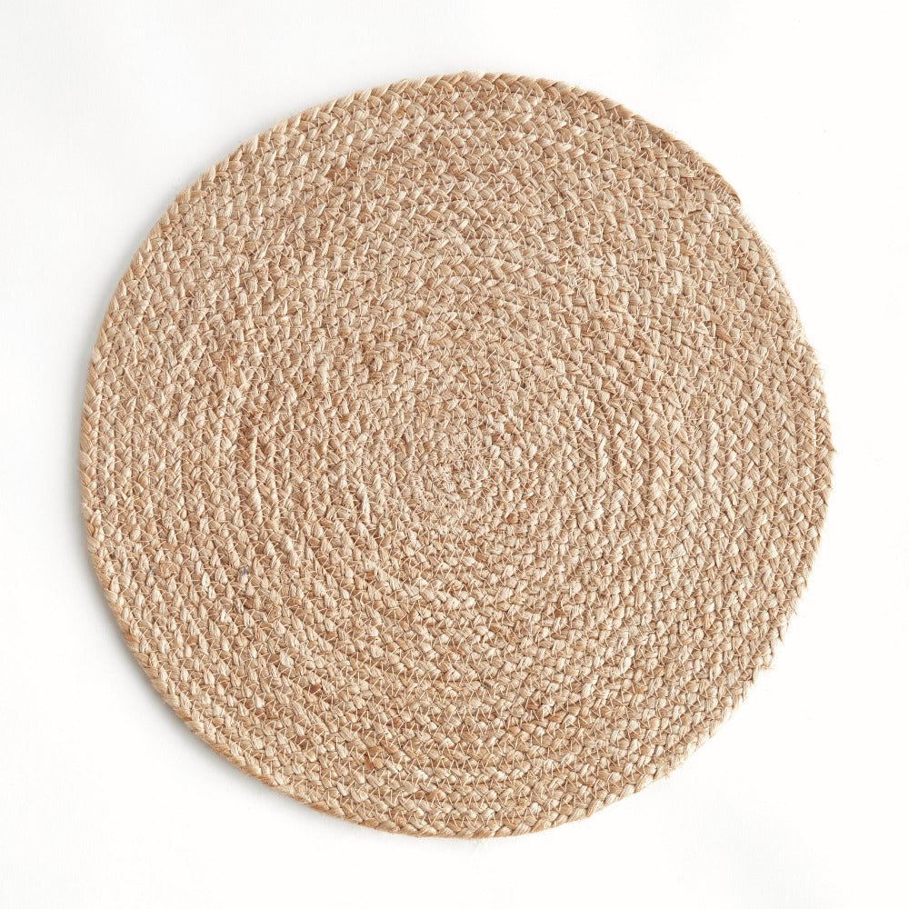 Caribe Jute Coil Natural Border Round Placemat