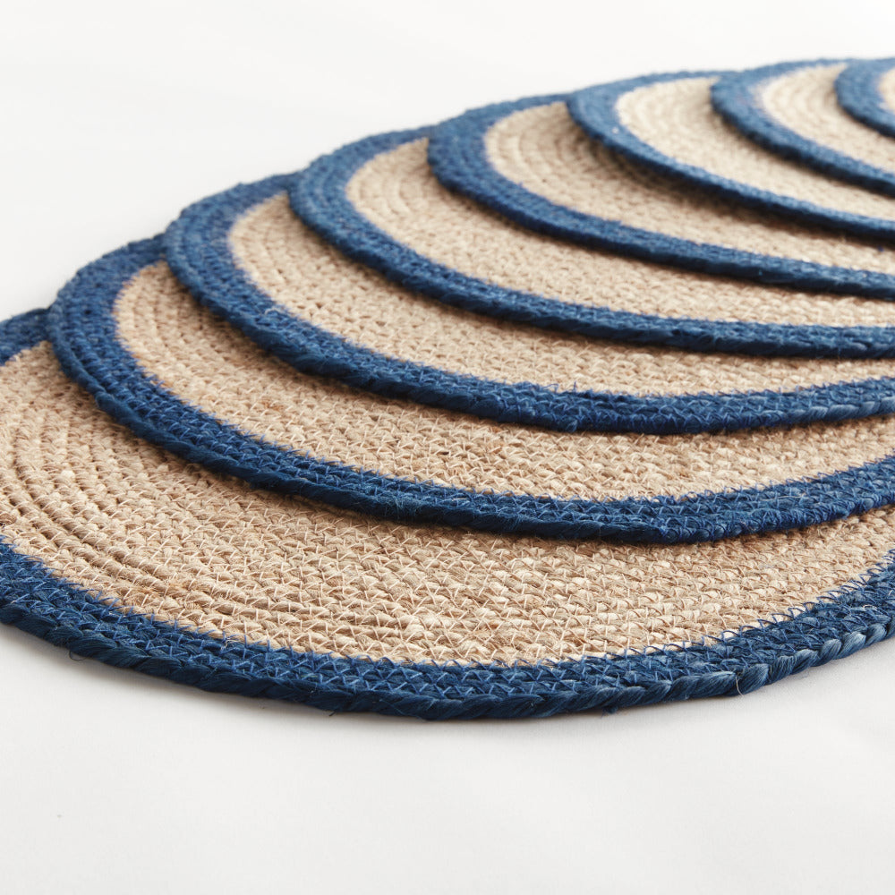 Caribe Jute Coil Navy Border Placemats