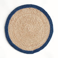 Caribe Jute Coil Navy Border Round Placemat